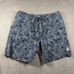 Reyn Spooner Men's Board Shorts Size 38 Blue Floral Swim Trunks Hawaii #1585