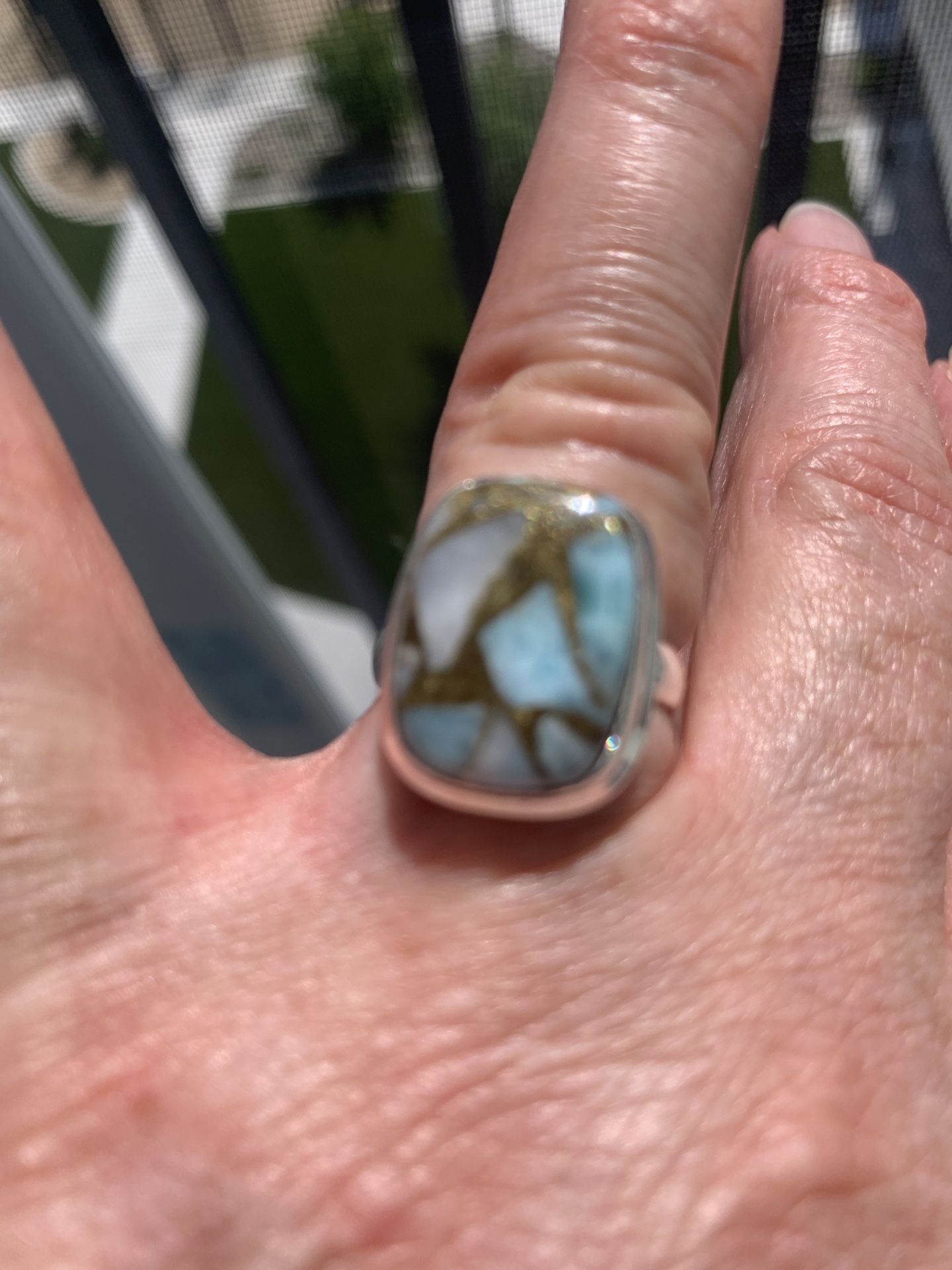 COOL AMAZONITE COPPER TURQUOISE RING