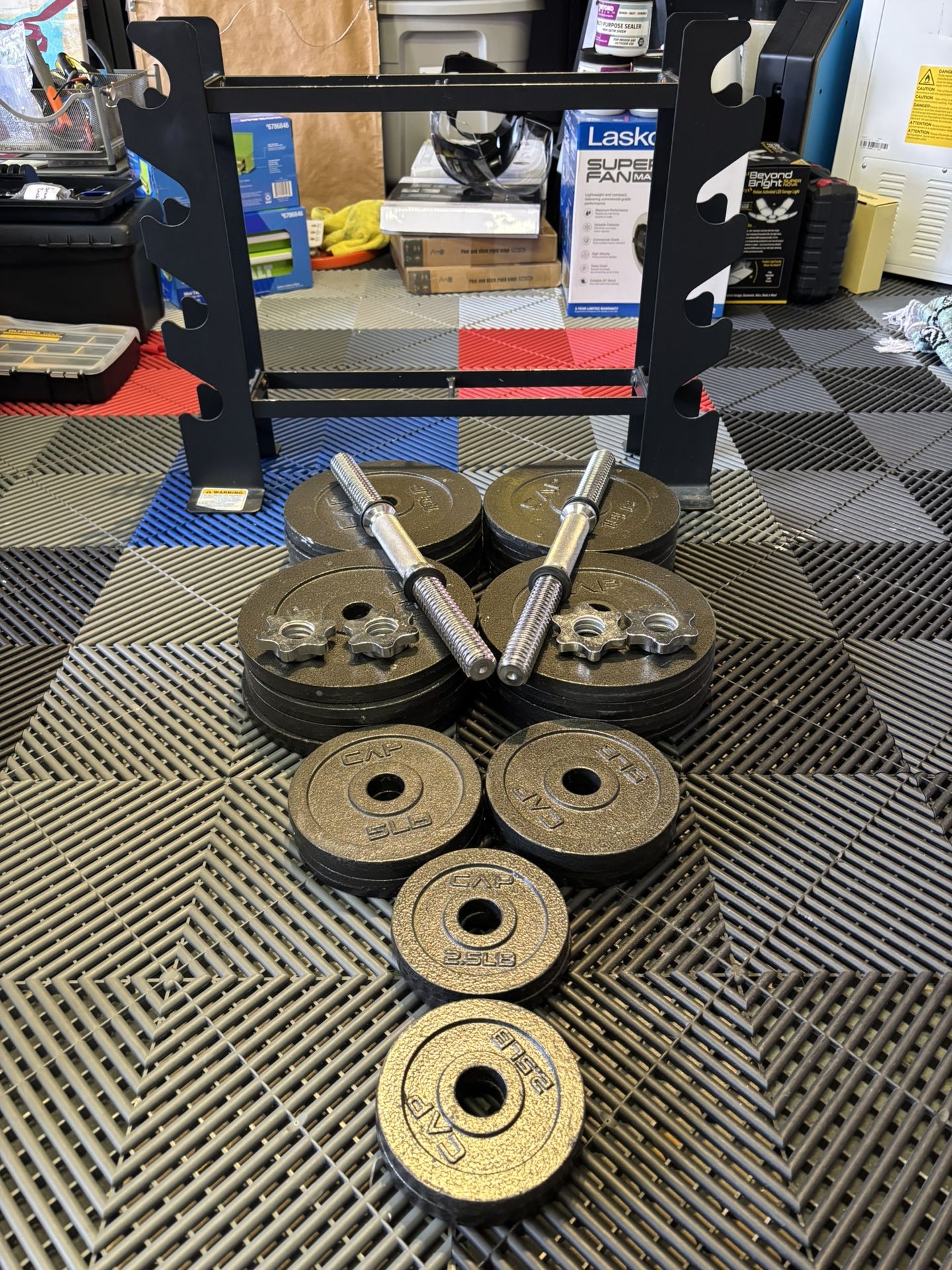 200 Lbs Free Weight Dumbbell Set With Rack