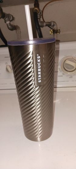 Starbucks Tumbler Christmas 2022 Holiday Silver Metal Spiral 24 Oz Cup