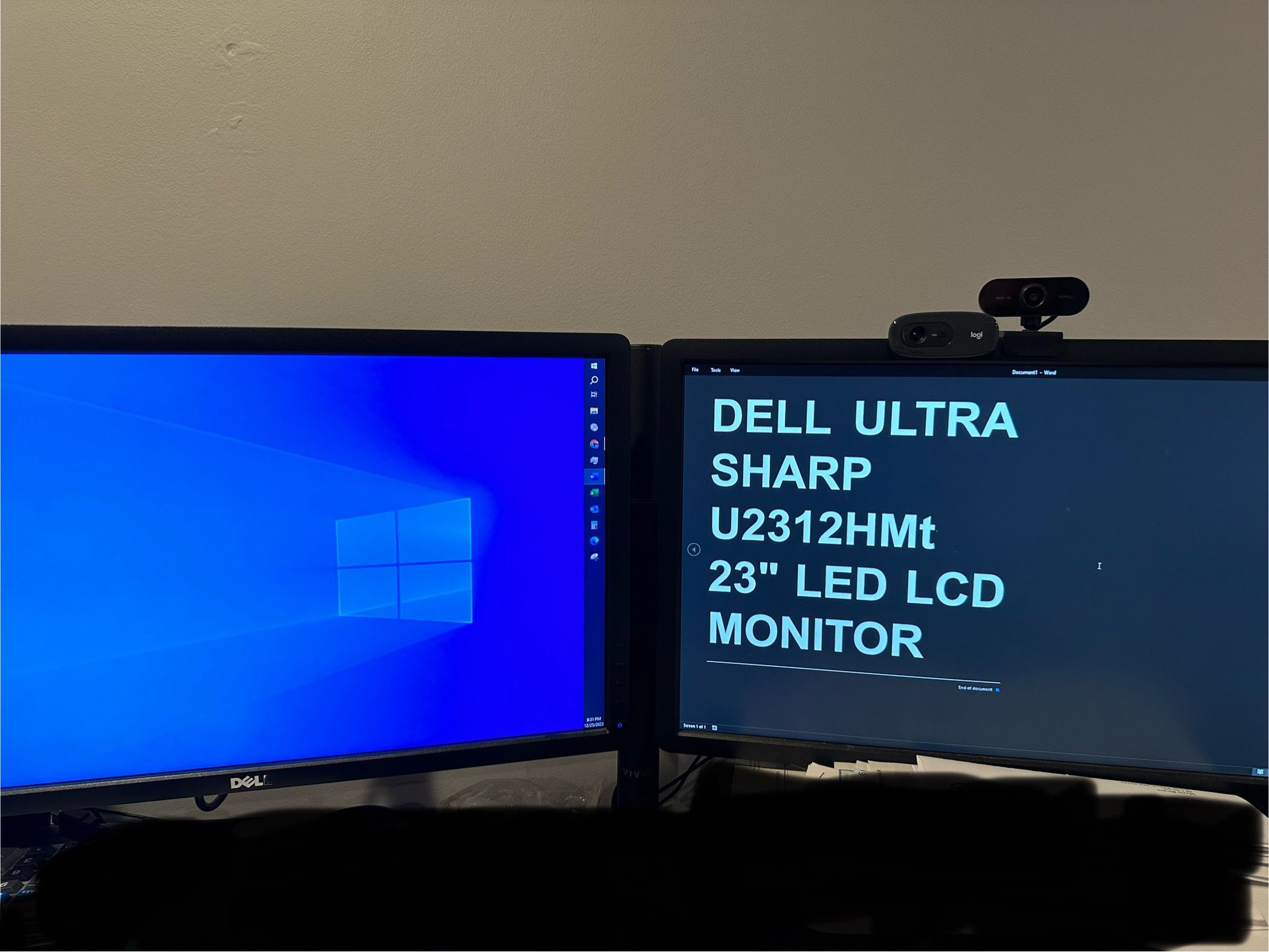 Two Dell Ultra sharp Monitors 23” And Free Logitech Ergo Keyboard And Mouse