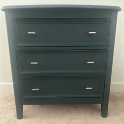 2 Matching Green End Tables W/ Gold Hardware