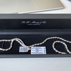 Sterling Silver Brand New In The Box 22” Rope Chain 3.2mm Authentic Italian Silver Necklace Diamond Cut