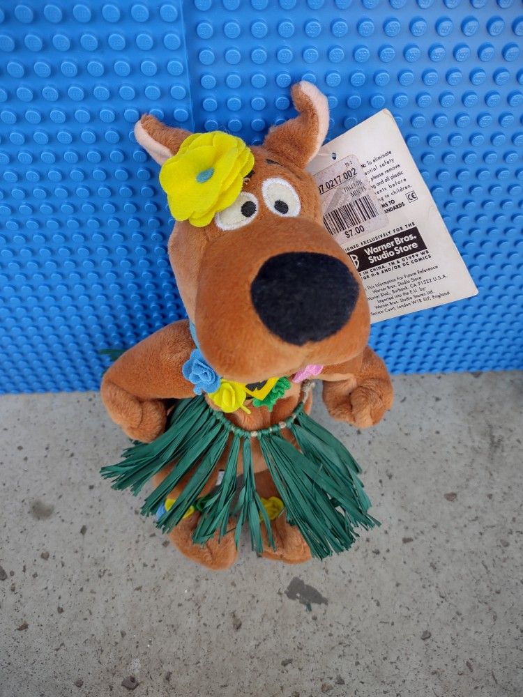 1999 Vintage Hawaii Hula Scooby Doo Warner Bros Studios Plush Bean Bag Dog 10” TV Cartoon Toy