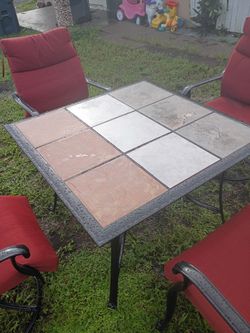 5-Piece Patio Dining Set with Tile Top Table