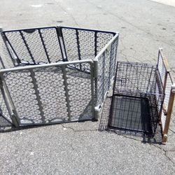 Grey Dog Pen +Small Dog Cage+Gate