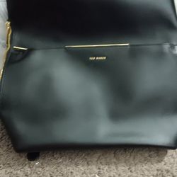 Ted Baker Kryshia saffiano leather bar detail laptop backpack in black