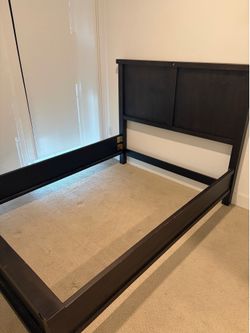 Living Spaces Dark Wood Bed Frame - Queen