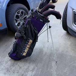 Golf Clubs (mix) and NFL Ravens Bag