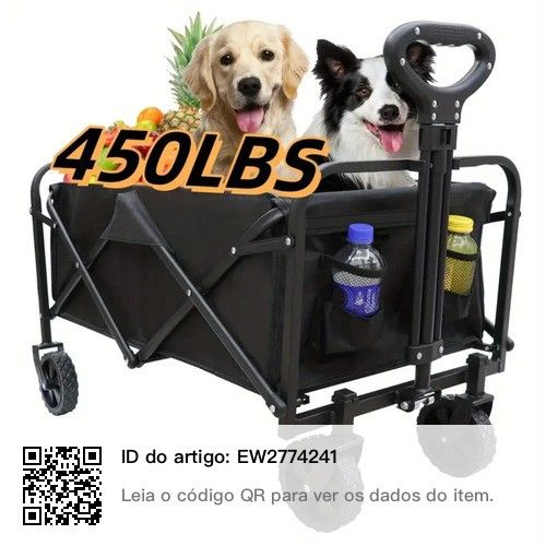 Folding Shopping Cart Garden Trolley, Practical High-Capacity RV Tractor with All-Terrain Wheels, Suitable 480lbs for RV Scenes Beach, Lawn, Cmping, ,