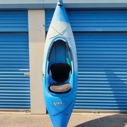 Blue White 9.5FT Lake River Kayak w/ Fishing Rod Holder