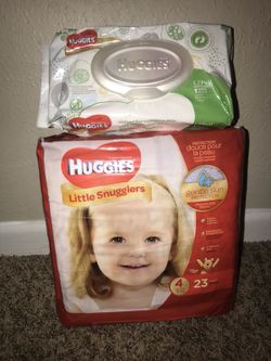 Huggies diapers little snugglers size4 and wipes