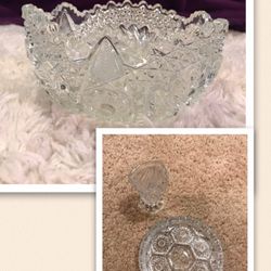 Crystal Or Glass Bowl, Ashtray And Vase