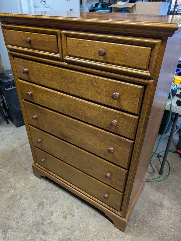 Wooden tallboy dresser