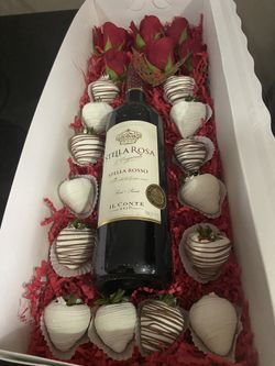 Botella Decorada De Stella rose Con Fresas Y Rosas