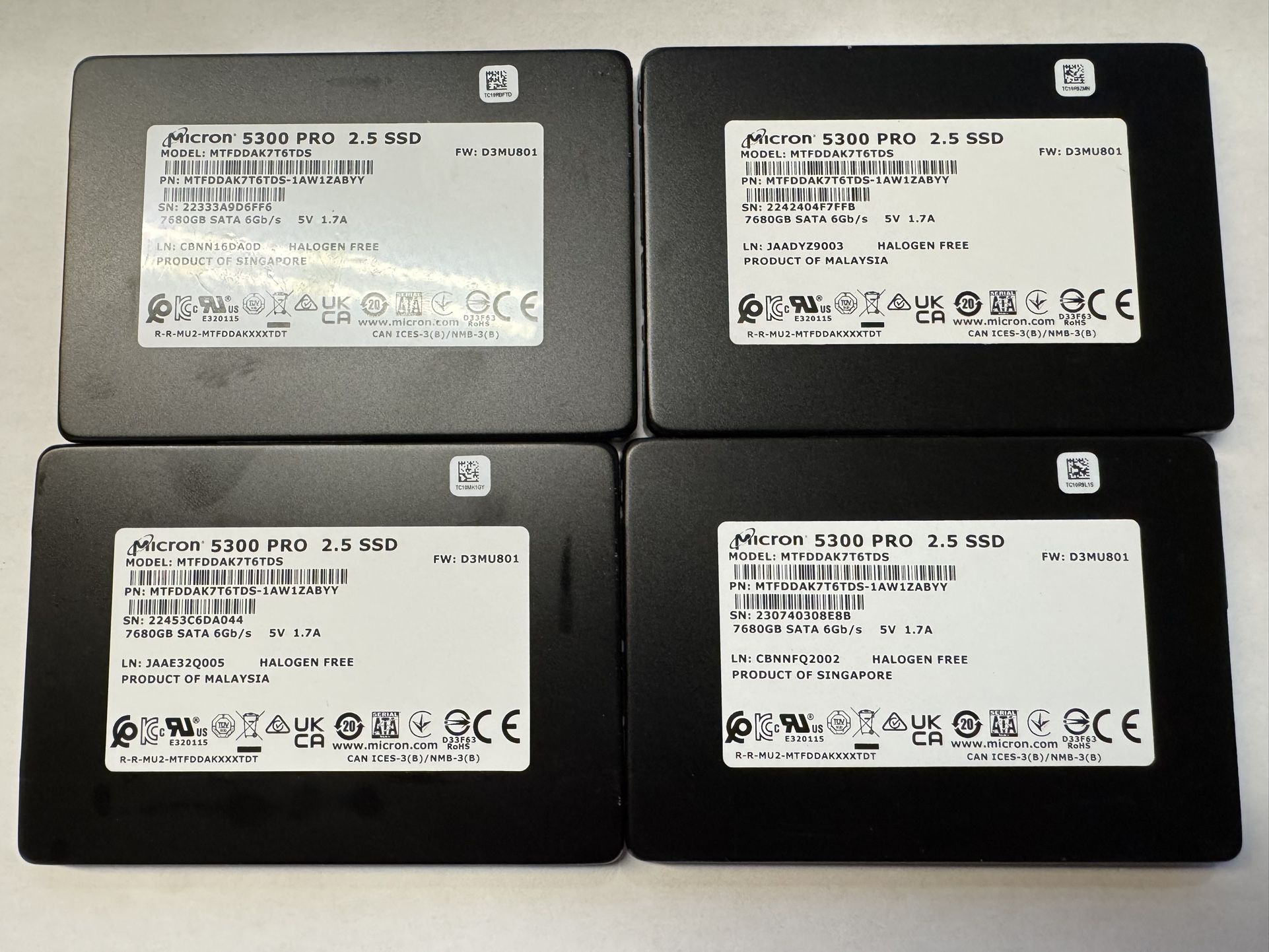 Micron 5300 PRO 7.68TB  2.5 Inch SATA Internal Solid State Drive  ( Tested, Price For Each)
