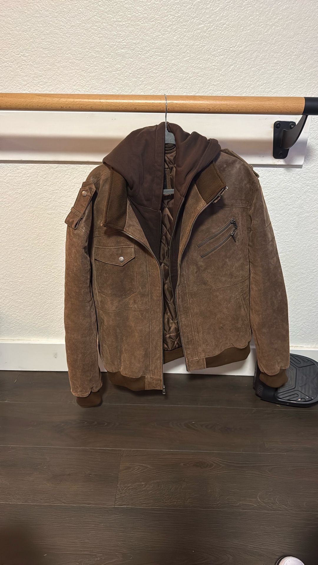 Leather Coat with Hood XXL
