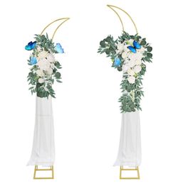 LIKE NEW Gold Curved Wedding Arch Backdrop Stands - Set of 2