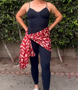 Red and White Ikat Print 100% Silk Scarf Sarong