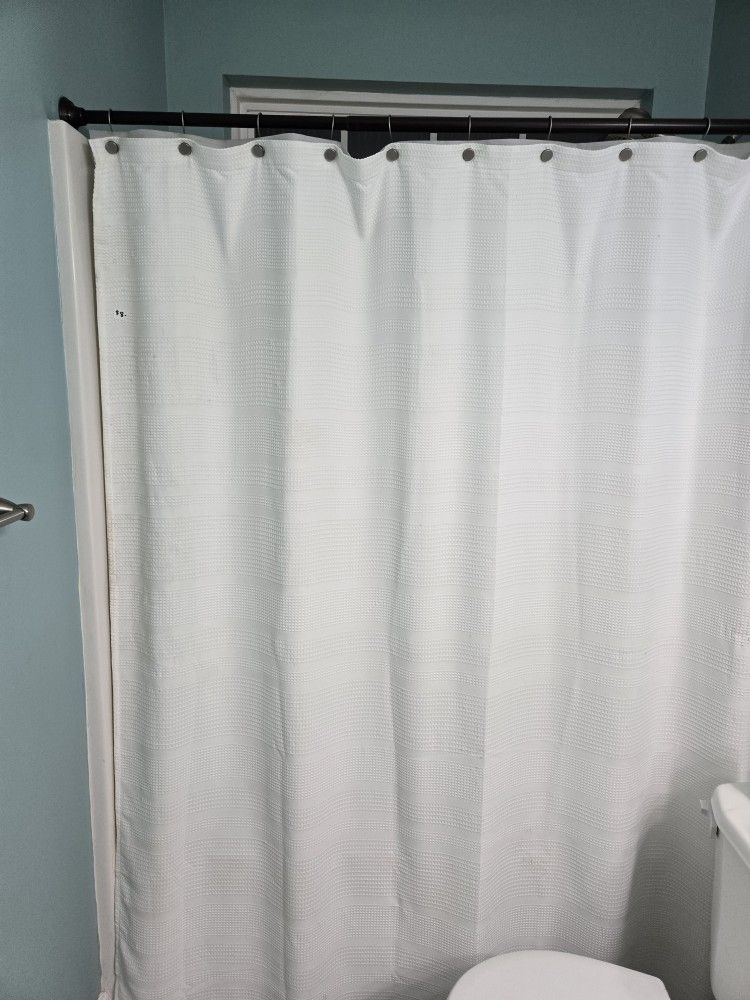 White Shower Curtain with Rings