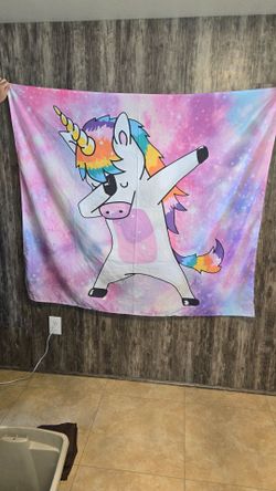 Dabbing Unicorn Galaxy Tapestry