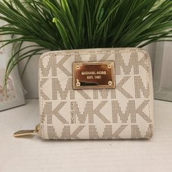 Michael Kors Wallet Small MK White Vanilla Cream Tan 