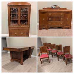 Art Deco Table and Chairs Set (Solid Wood Vintage )