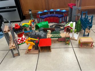 Lot of wood trains