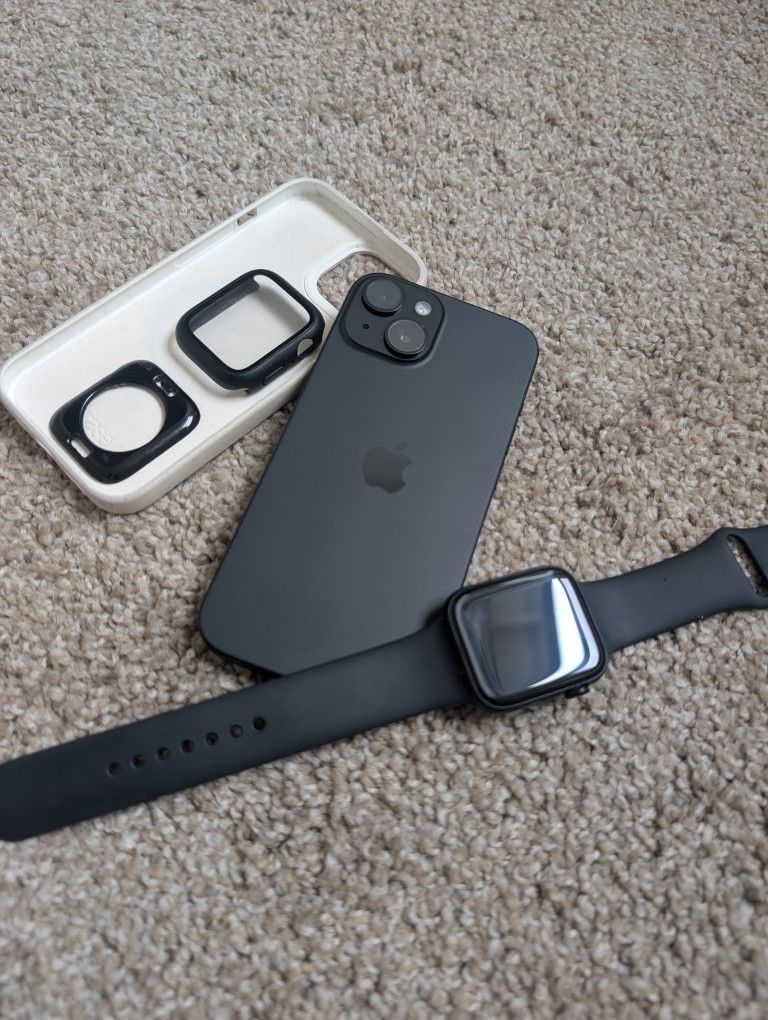 Black iPhone 15 128gb Apple Watch Se Unlock