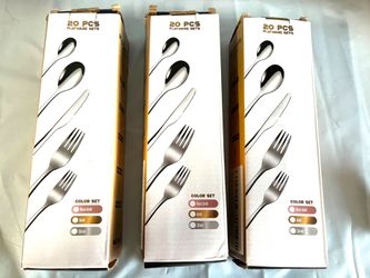 Flatware Set, silver, rose e Gold Stainless Steel Service for 4, 5-Piece Place 20- Piece