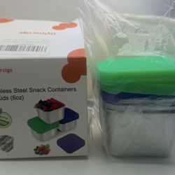 HyStarsigo 4.5 * **** (32) 3 Pack Stainless Steel Snack Containers for Kids (6oz), Leak Proof Stackable Small Metal Food Containers with Silico