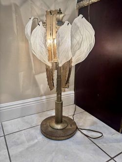 VINTAGE WHITE Leaf Table Lamp 31”H