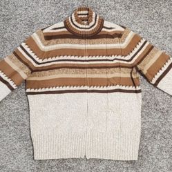 Women's Emma James Long Sleeve Full Zip Sweater Size S Brown