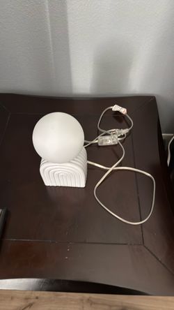 White Globe Table Lamp with Ceramic Base