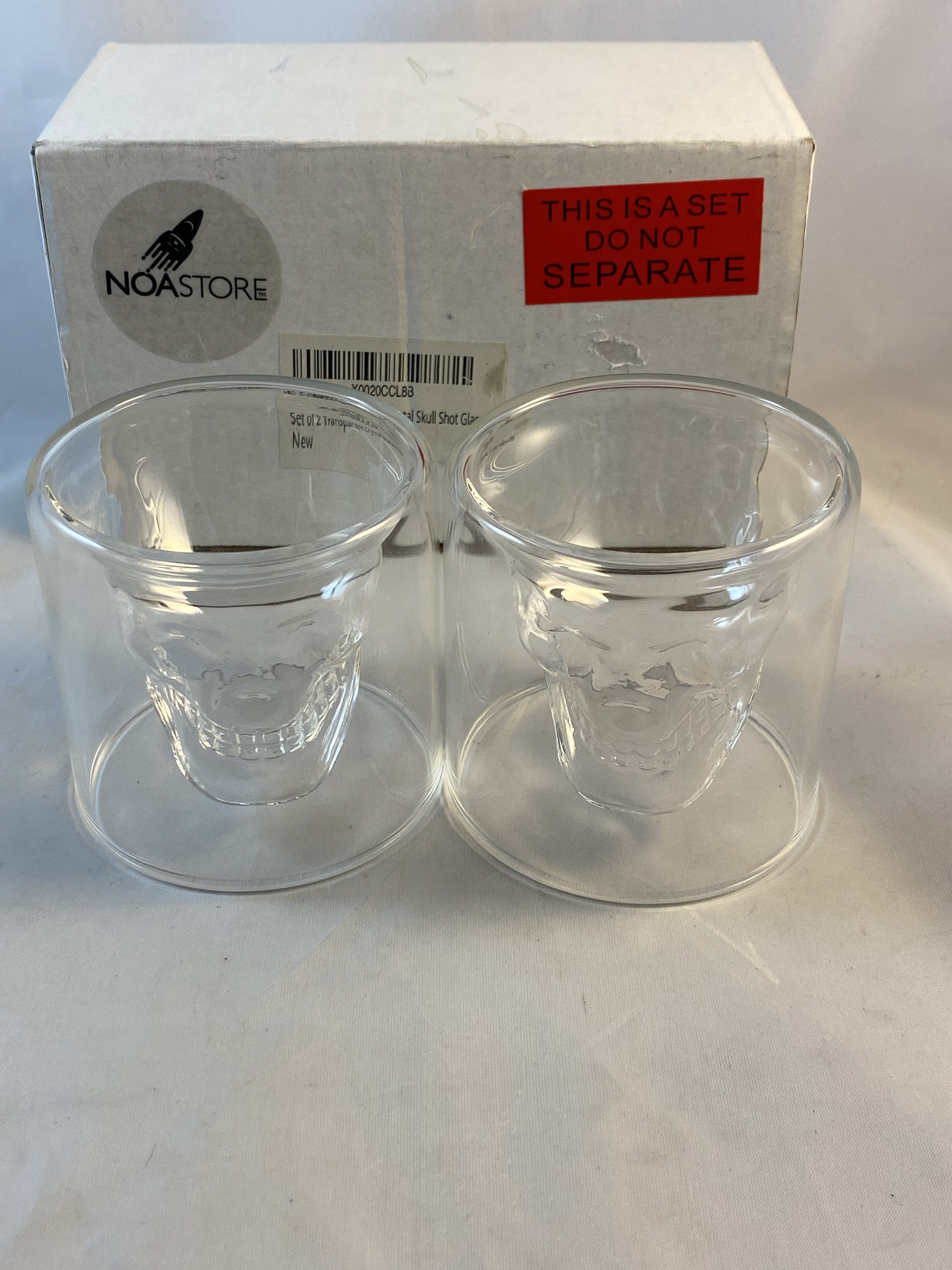 NWB TranspaCrystal Head Skull Shot Vodka Glasses, Set Of 2 , Perfect! No Lowballing.. FRNT CAB