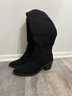 black suede cowboy boots