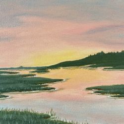 Sunset on the Water- Acrylic Painting