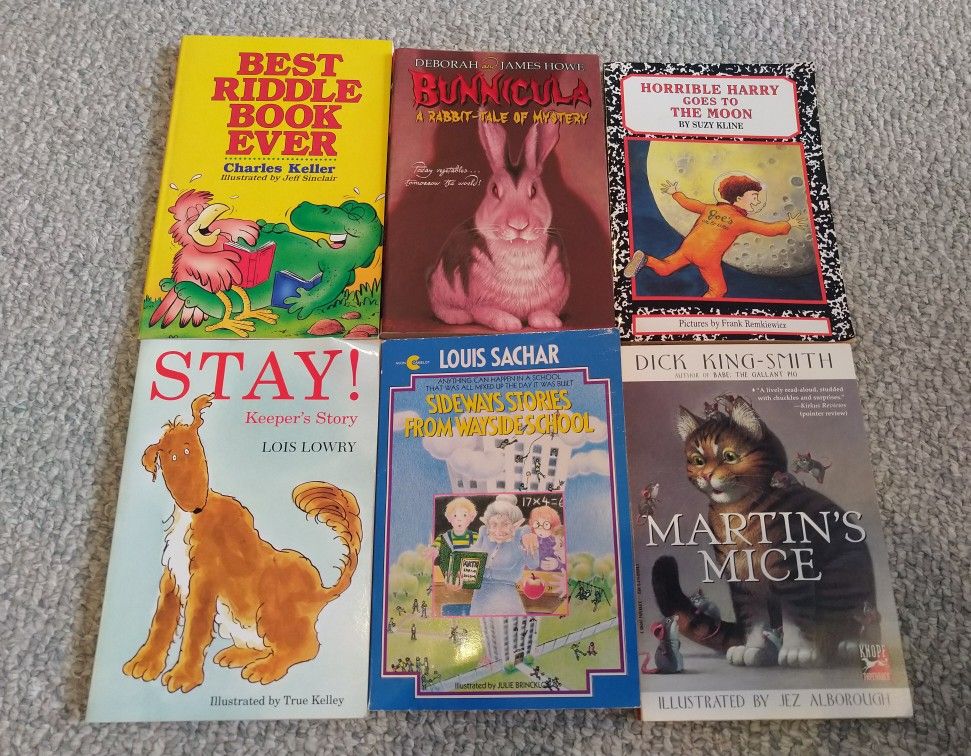 6 Children's Books/Novellas (Bunnicula, Horrible Harry, Sideways Stories, etc)