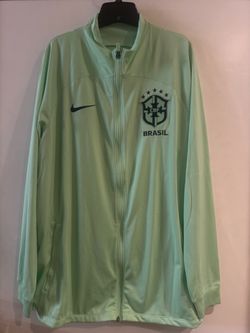 Nike Dri-Fit Knit Soccer Track Jacket Brazil Strike Green Medium DX1950-390 NWT