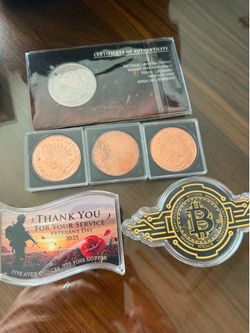Copper coins and copper special edition bitcoin and support our troops 5 oz