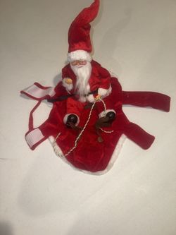 Santa Claus Sleigh Riding Dog Reindeer (S) Costume For Pet Red Christmas Holiday