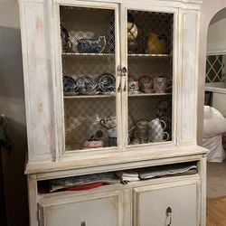 Painted Vintage China Cabinet Or Coffee Bar