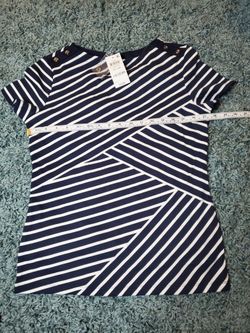 Karen Scott petite Asymmetrical-stripe top