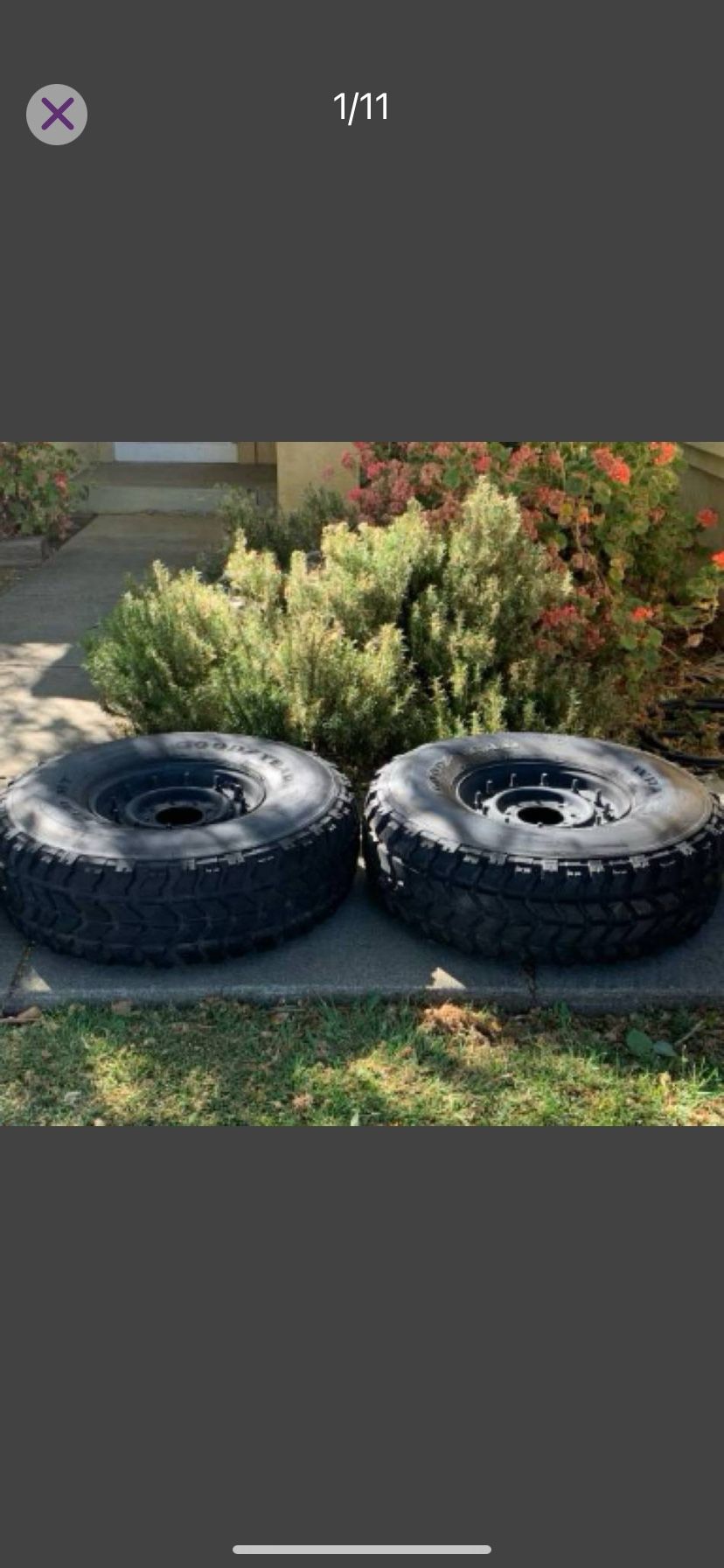 Goodyear Wrangler MT 37x12.50R16.5LT MOUNTED ON RUN FLAT MILITARY HMMW Wheels