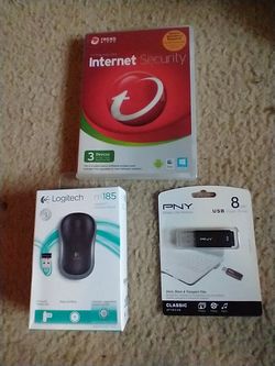 Brand New Wireless Mouse, USB and Internet Security CD