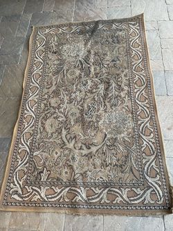 Floral Area Rug Tan Brown Tones