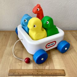 Vintage 1980s Little Tikes White Wagon N Friends Animal Pal Pull-Along Toy