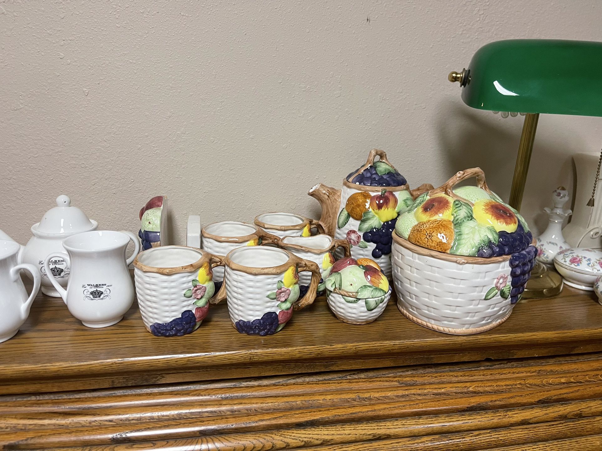 Vintage Tea party Hand Painted Ceramic Set Antique