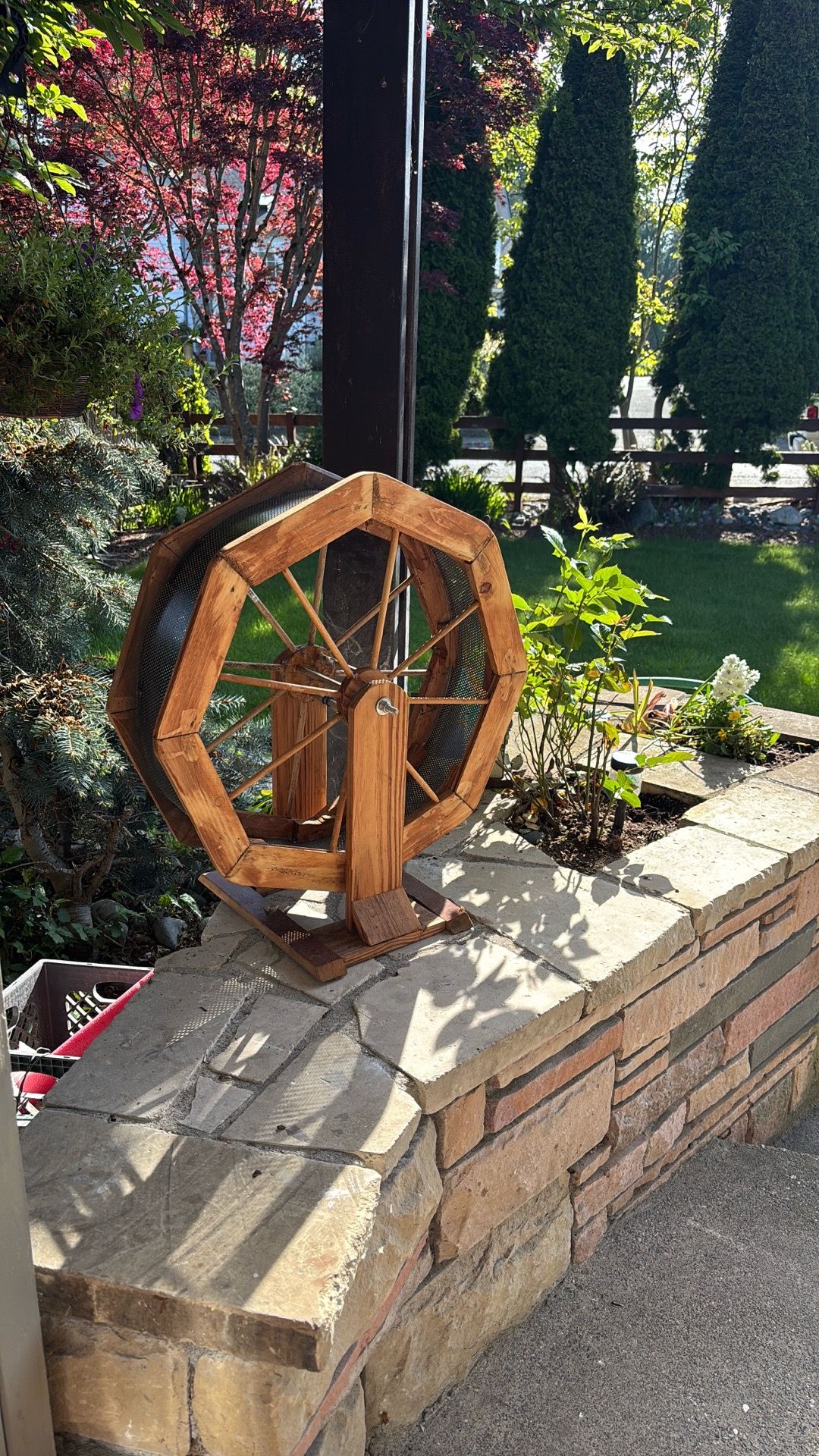 16. Inch x 7. Unique squirrel wheel.