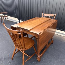 Vintage Drop Leaf Dining Table with 2 Chairs and a 12” Leaf
